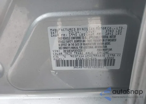 2014 Nissan Sentra Sv from USA, damaged, VIN 3N1AB7AP2EY223417